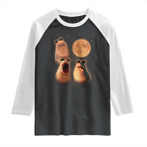 Marcus The Worm Meme Raglan Shirt Funny Howling At Moon TS14 Black White Print Your Wear