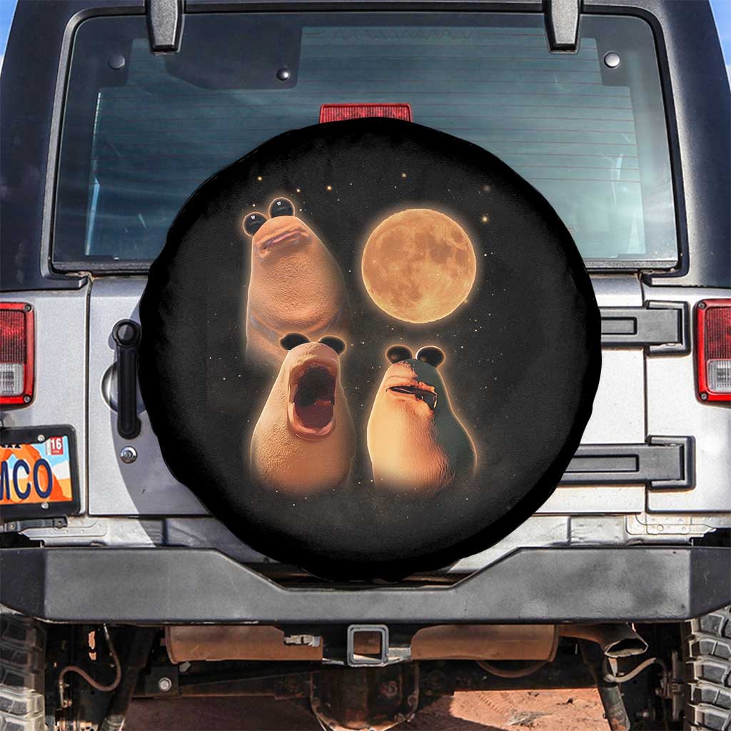 Marcus The Worm Meme Spare Tire Cover Funny Howling At Moon TS14 No hole Black Print Your Wear