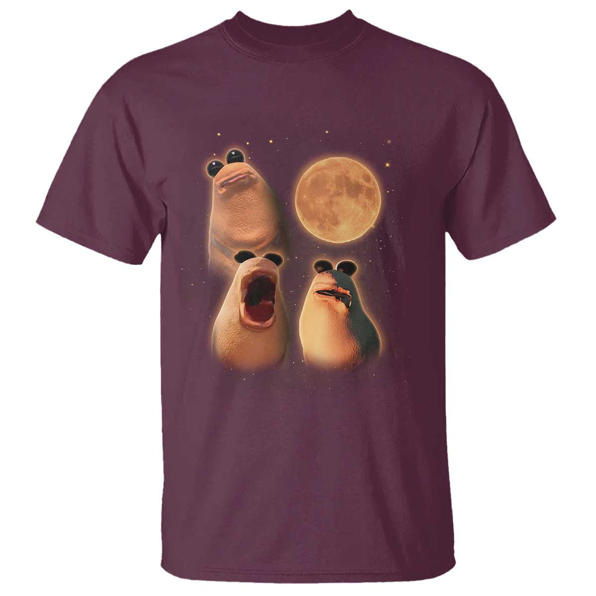 Marcus The Worm Meme T Shirt Funny Howling At Moon TS14 Maroon Print Your Wear