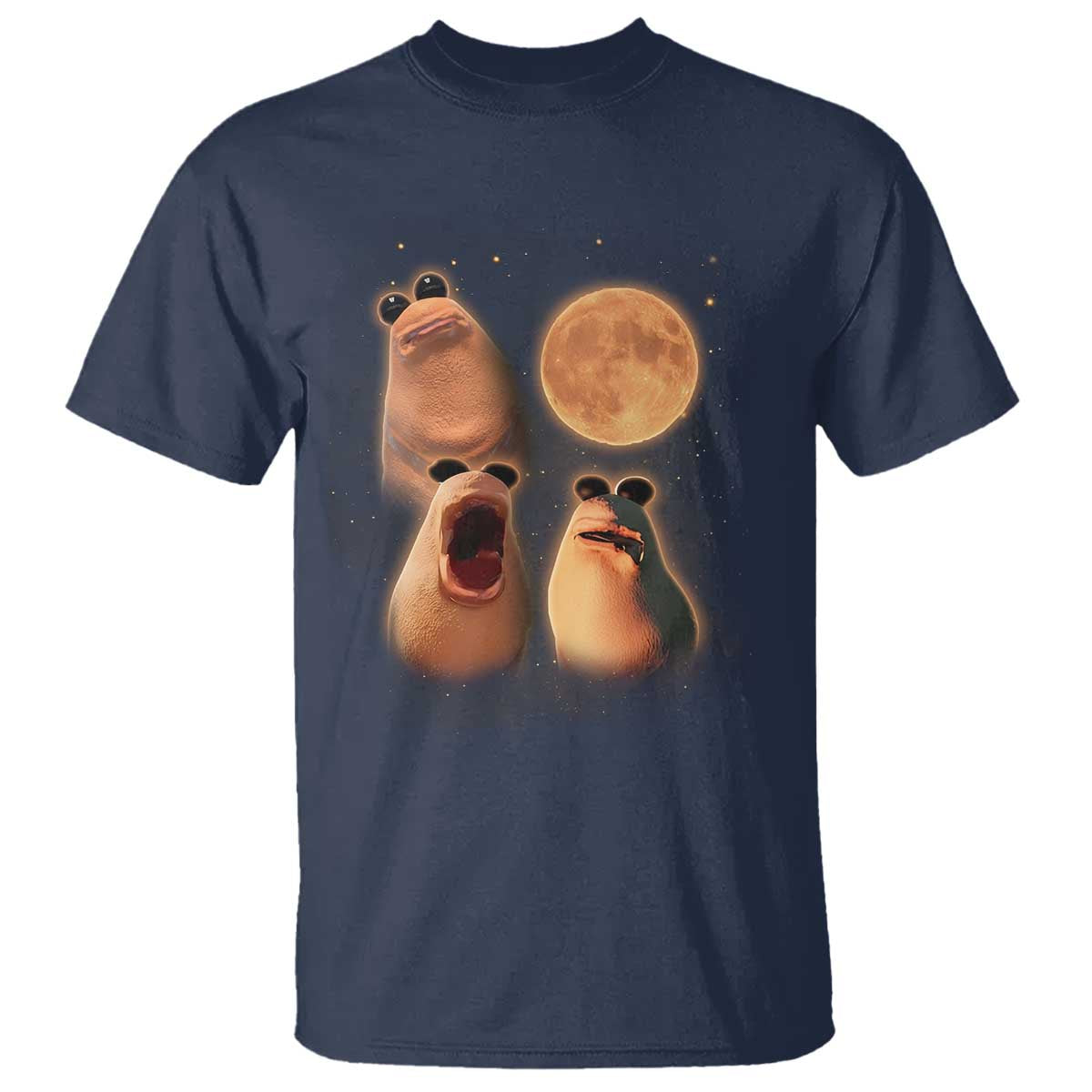 Marcus The Worm Meme T Shirt Funny Howling At Moon TS14 Navy Print Your Wear
