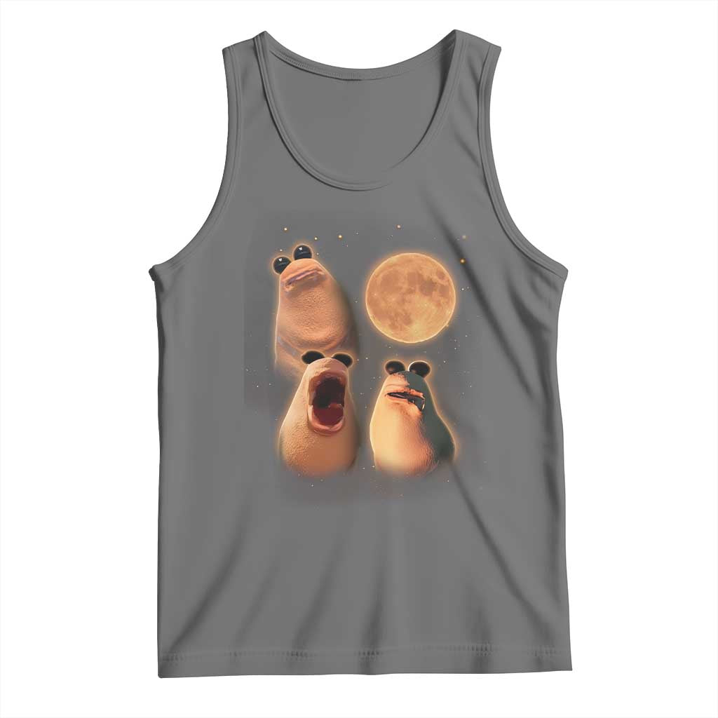 Marcus The Worm Meme Tank Top Funny Howling At Moon TS14 Black Heather Print Your Wear