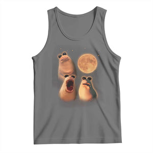 Marcus The Worm Meme Tank Top Funny Howling At Moon TS14 Black Heather Print Your Wear