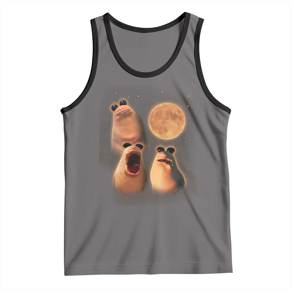 Marcus The Worm Meme Tank Top Funny Howling At Moon TS14 Deep Heather Black Print Your Wear