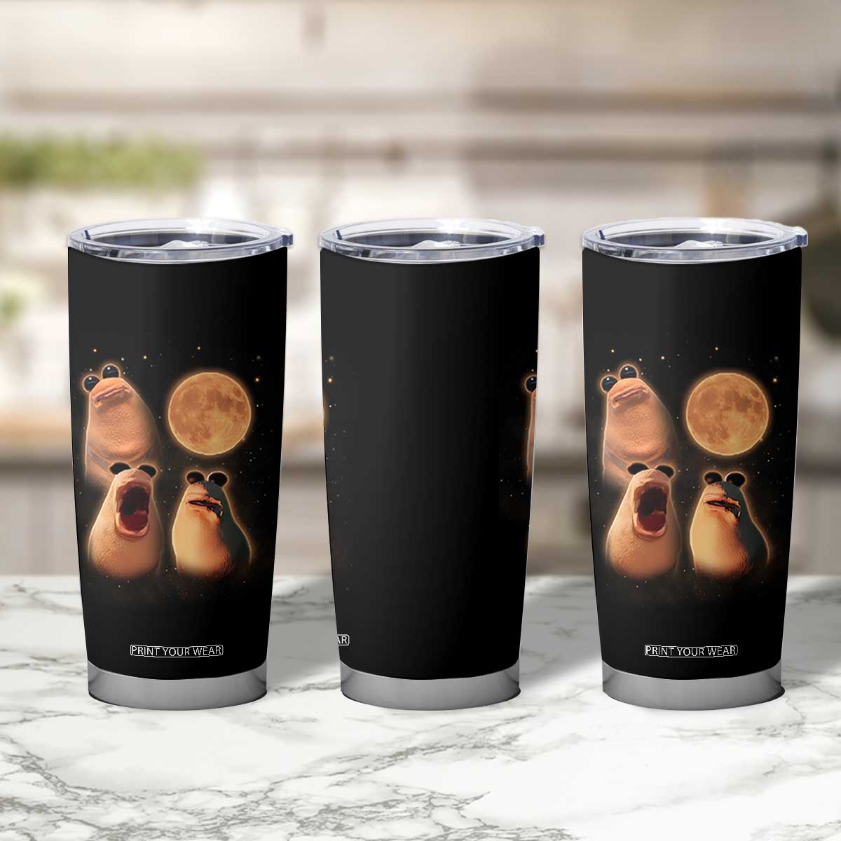 Marcus The Worm Meme Tumbler Cup Funny Howling At Moon TS14 Print Your Wear