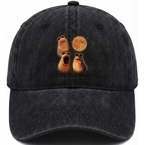 Marcus The Worm Meme Washed Cotton Baseball Cap Funny Howling At Moon TS14 Washed Cap Universal Fit Black Print Your Wear