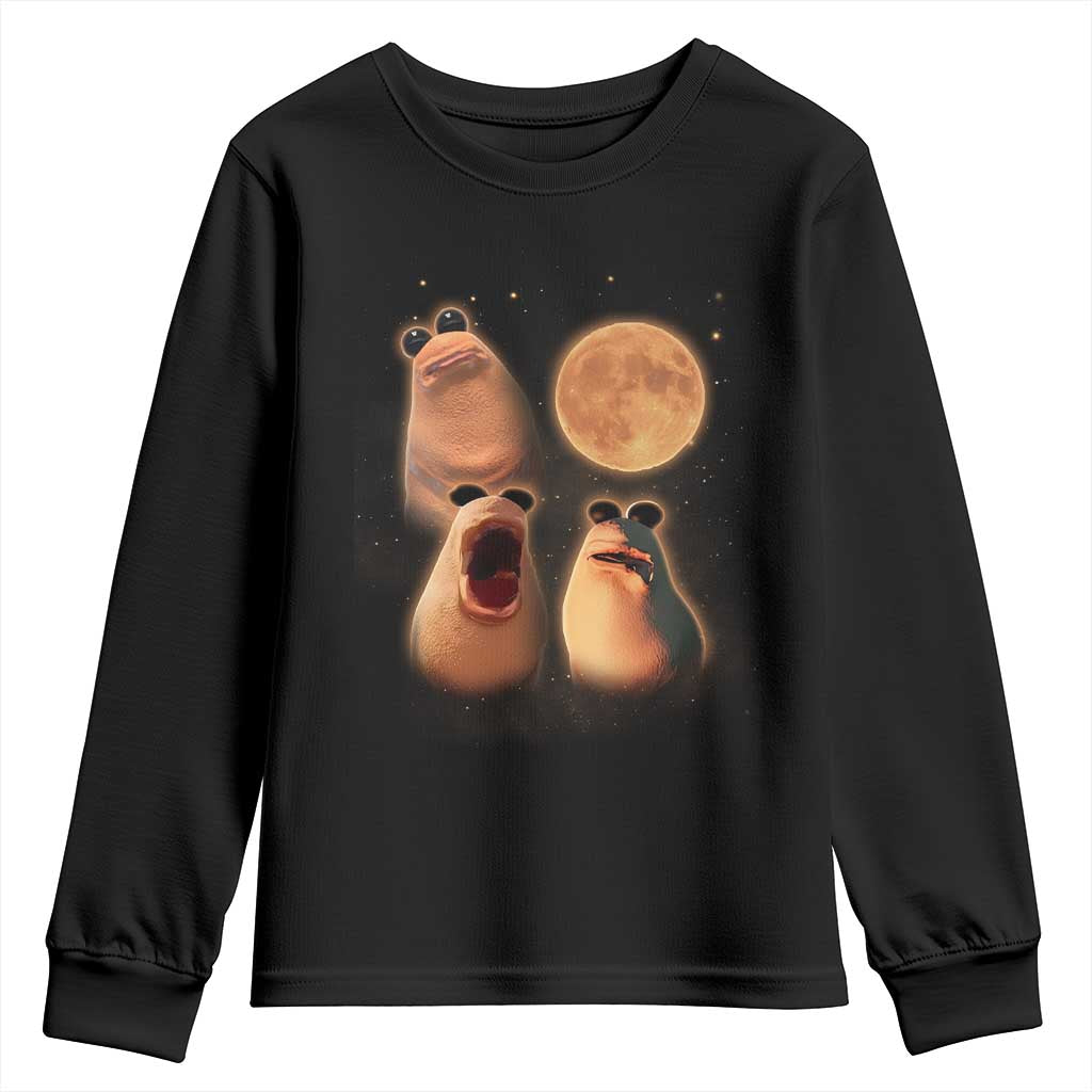 Marcus The Worm Meme Youth Sweatshirt Funny Howling At Moon TS14 Black Print Your Wear