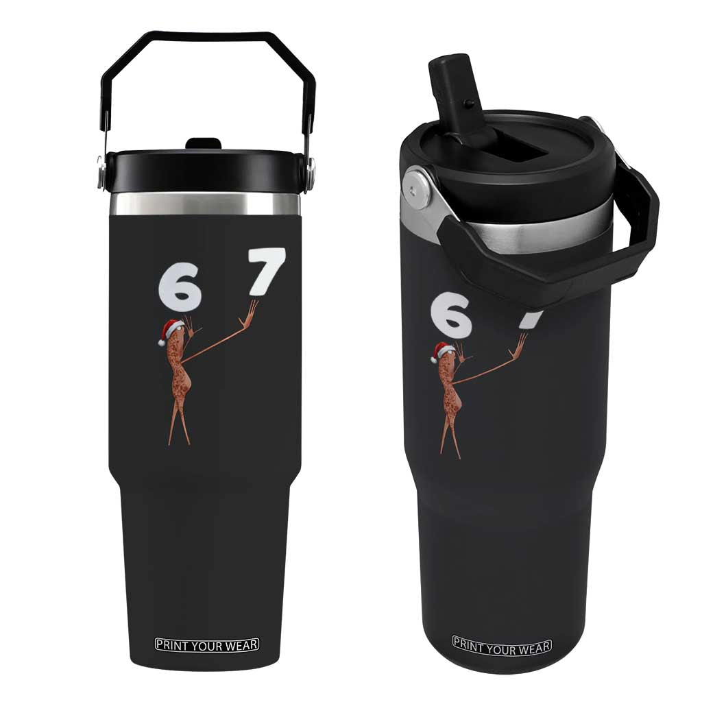 67 Six Seven Christmas Flip Straw Tumbler Marcus The Worm Meme - Print Your Wear