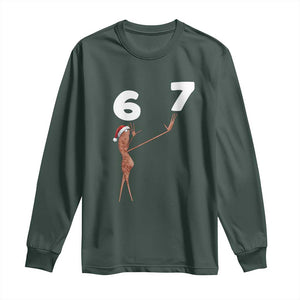 67 Six Seven Christmas Long Sleeve Shirt Marcus The Worm Meme TS14 Dark Forest Green Print Your Wear