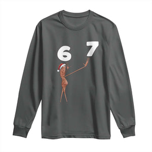67 Six Seven Christmas Long Sleeve Shirt Marcus The Worm Meme TS14 Dark Heather Print Your Wear