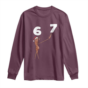 67 Six Seven Christmas Long Sleeve Shirt Marcus The Worm Meme TS14 Maroon Print Your Wear