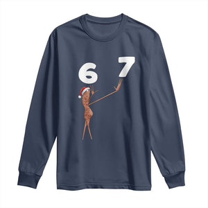 67 Six Seven Christmas Long Sleeve Shirt Marcus The Worm Meme TS14 Navy Print Your Wear