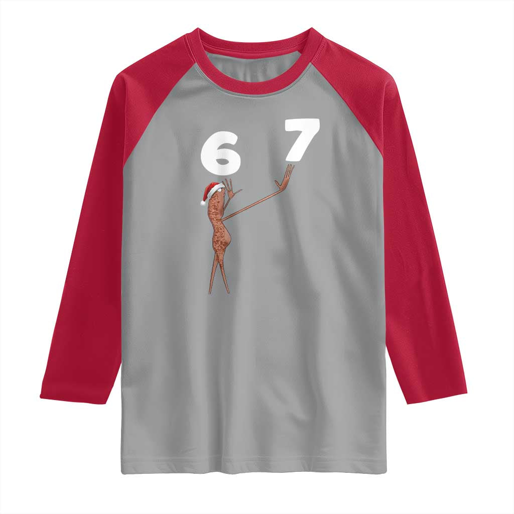 67 Six Seven Christmas Raglan Shirt Marcus The Worm Meme TS14 Sport Gray Red Print Your Wear