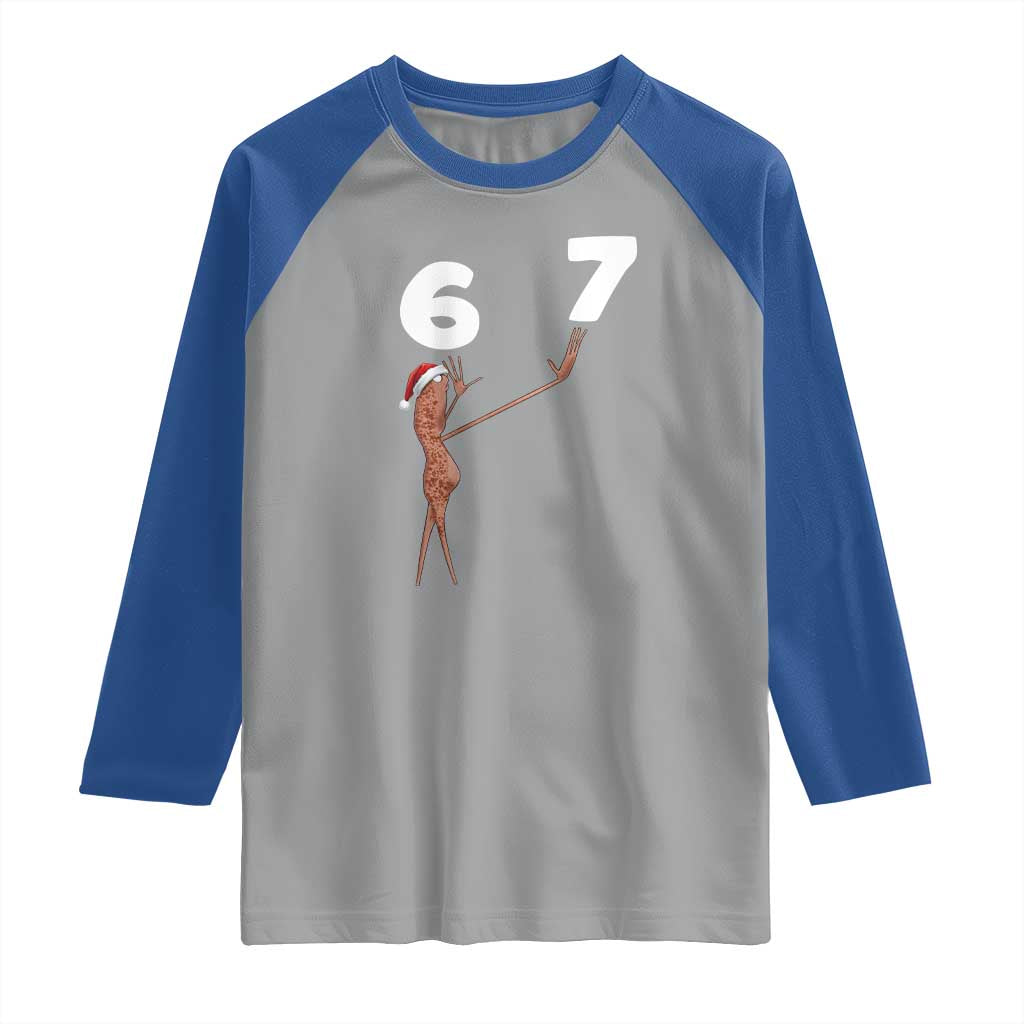 67 Six Seven Christmas Raglan Shirt Marcus The Worm Meme TS14 Sport Gray Royal Print Your Wear