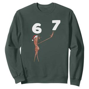 67 Six Seven Christmas Sweatshirt Marcus The Worm Meme TS14 Dark Forest Green Print Your Wear