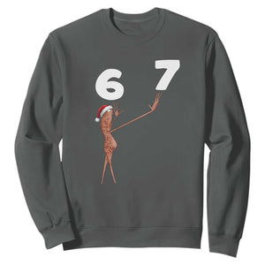 67 Six Seven Christmas Sweatshirt Marcus The Worm Meme TS14 Dark Heather Print Your Wear