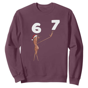 67 Six Seven Christmas Sweatshirt Marcus The Worm Meme TS14 Maroon Print Your Wear