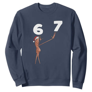 67 Six Seven Christmas Sweatshirt Marcus The Worm Meme TS14 Navy Print Your Wear