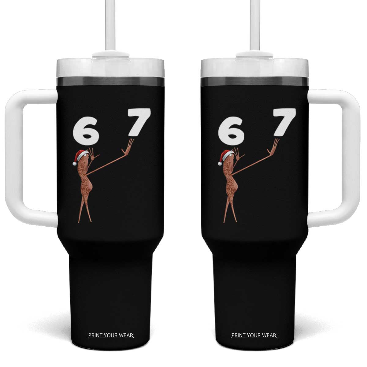 67 Six Seven Christmas Tumbler With Handle Marcus The Worm Meme TS14 One Size: 40 oz Black Print Your Wear