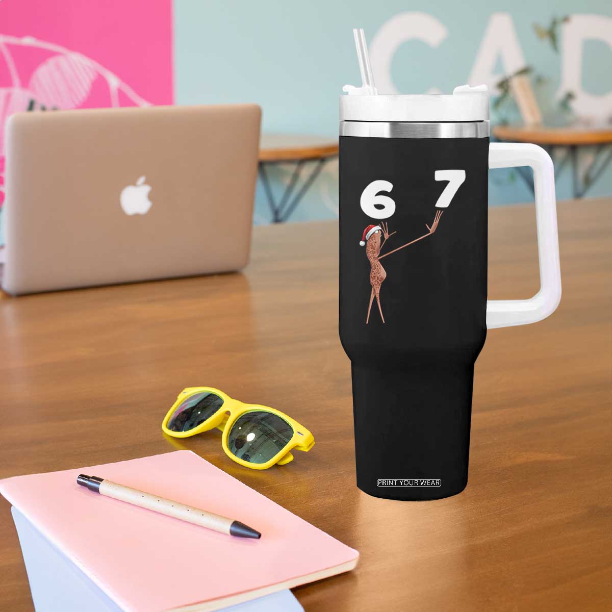 67 Six Seven Christmas Tumbler With Handle Marcus The Worm Meme TS14 Print Your Wear
