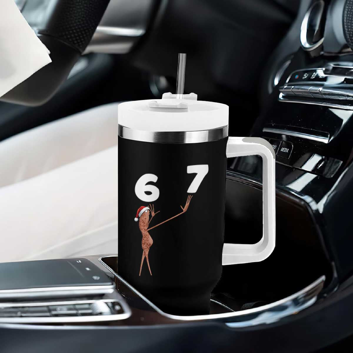 67 Six Seven Christmas Tumbler With Handle Marcus The Worm Meme TS14 Print Your Wear