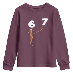 67 Six Seven Christmas Youth Sweatshirt Marcus The Worm Meme TS14 Maroon Print Your Wear