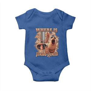 Marcus The Worm Meme Baby Onesie Where Is Jimbo James TS14 Royal Blue Print Your Wear