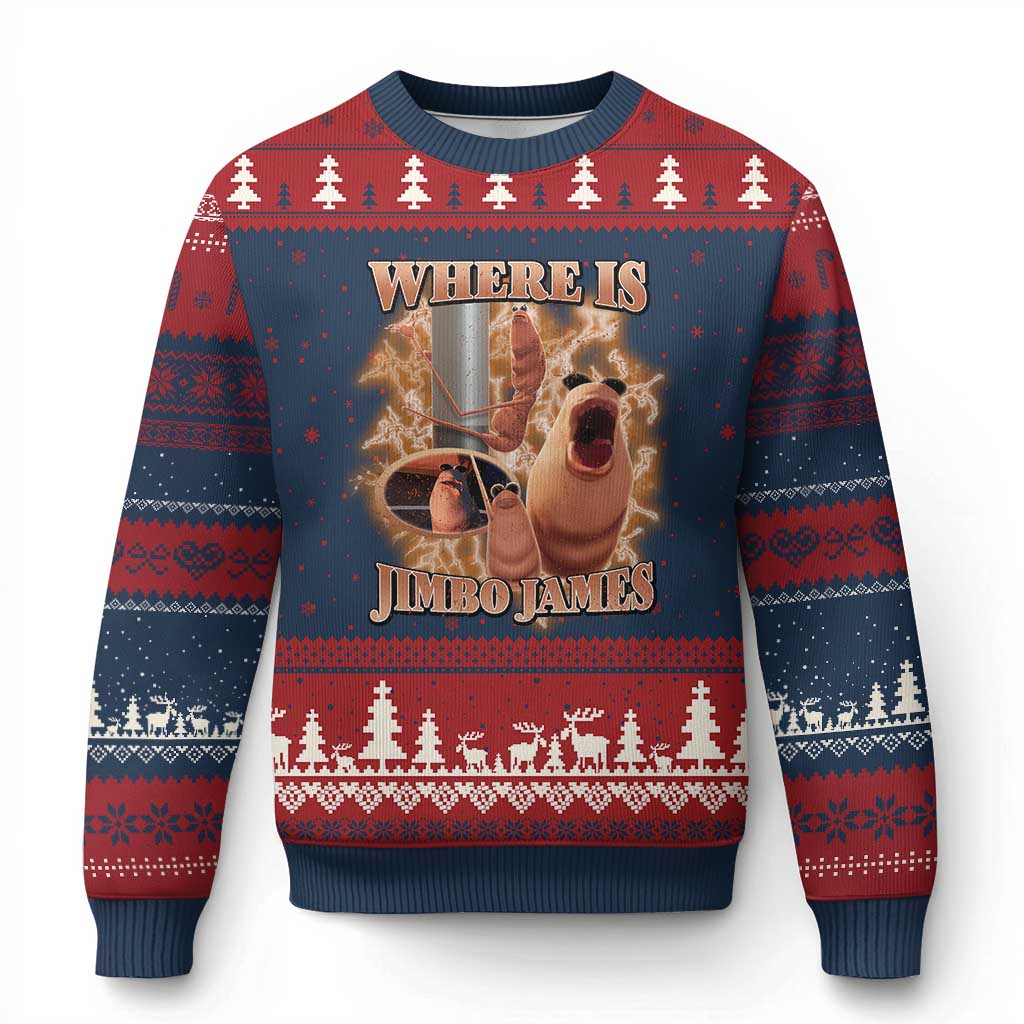 Marcus The Worm Meme Ugly Christmas Sweater Where Is Jimbo James TS14 Navy Red Print Your Wear