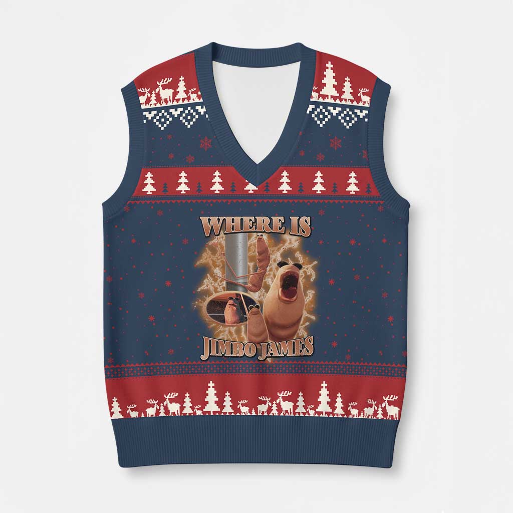 Marcus The Worm Meme V-Neck Knit Sweater Vest Where Is Jimbo James TS14 Navy Red Print Your Wear