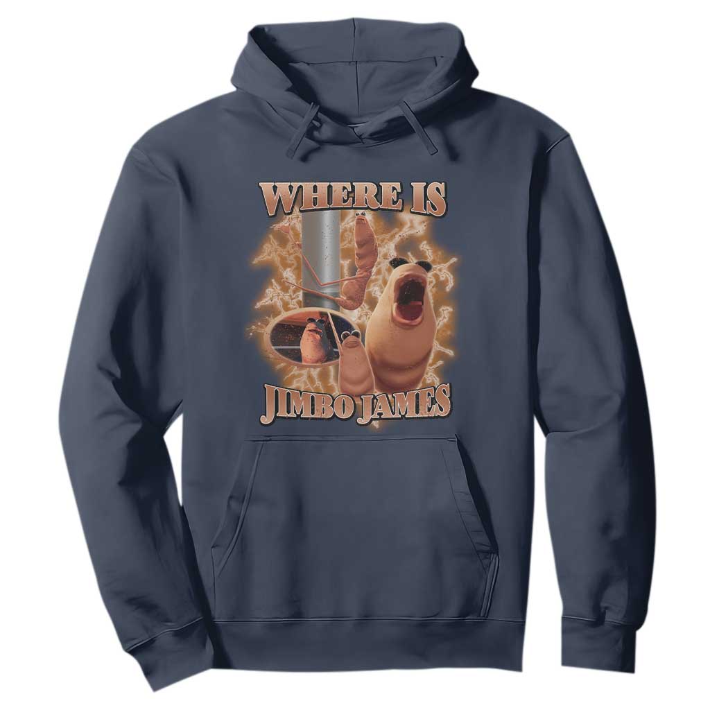 Marcus The Worm Meme Hoodie Where Is Jimbo James TS14 Navy Print Your Wear