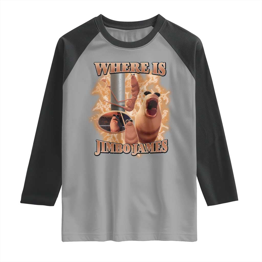 Marcus The Worm Meme Raglan Shirt Where Is Jimbo James TS14 Sport Gray Black Print Your Wear