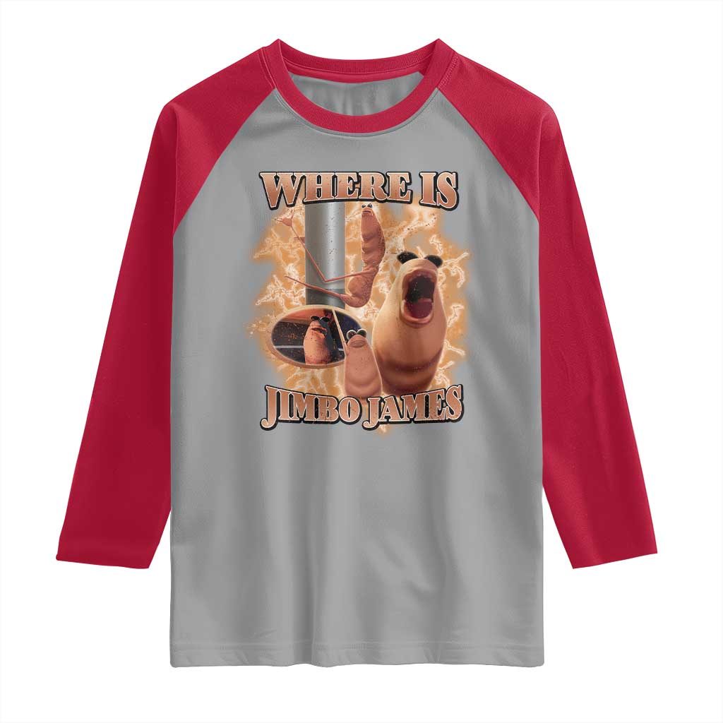 Marcus The Worm Meme Raglan Shirt Where Is Jimbo James TS14 Sport Gray Red Print Your Wear