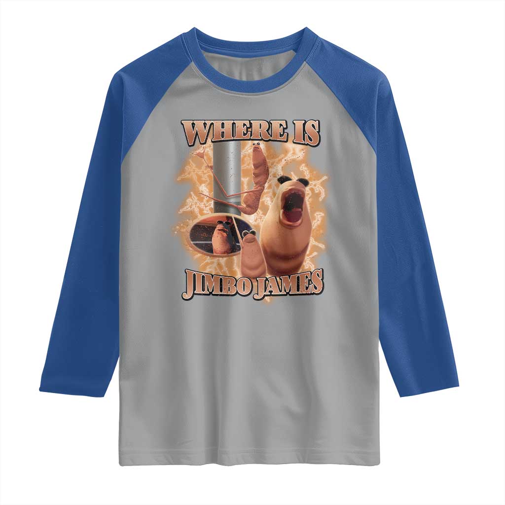 Marcus The Worm Meme Raglan Shirt Where Is Jimbo James TS14 Sport Gray Royal Print Your Wear