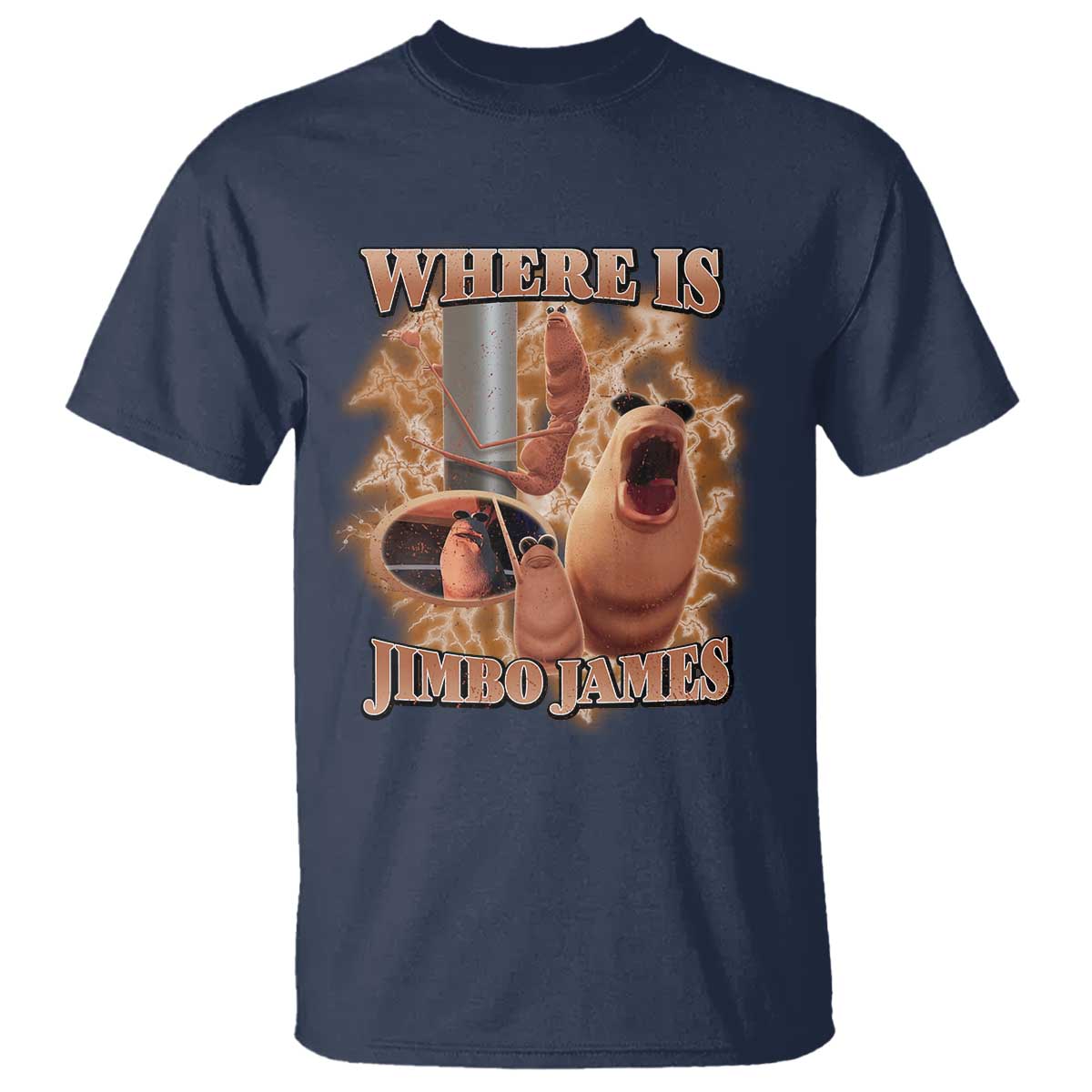 Marcus The Worm Meme T Shirt Where Is Jimbo James TS14 Navy Print Your Wear