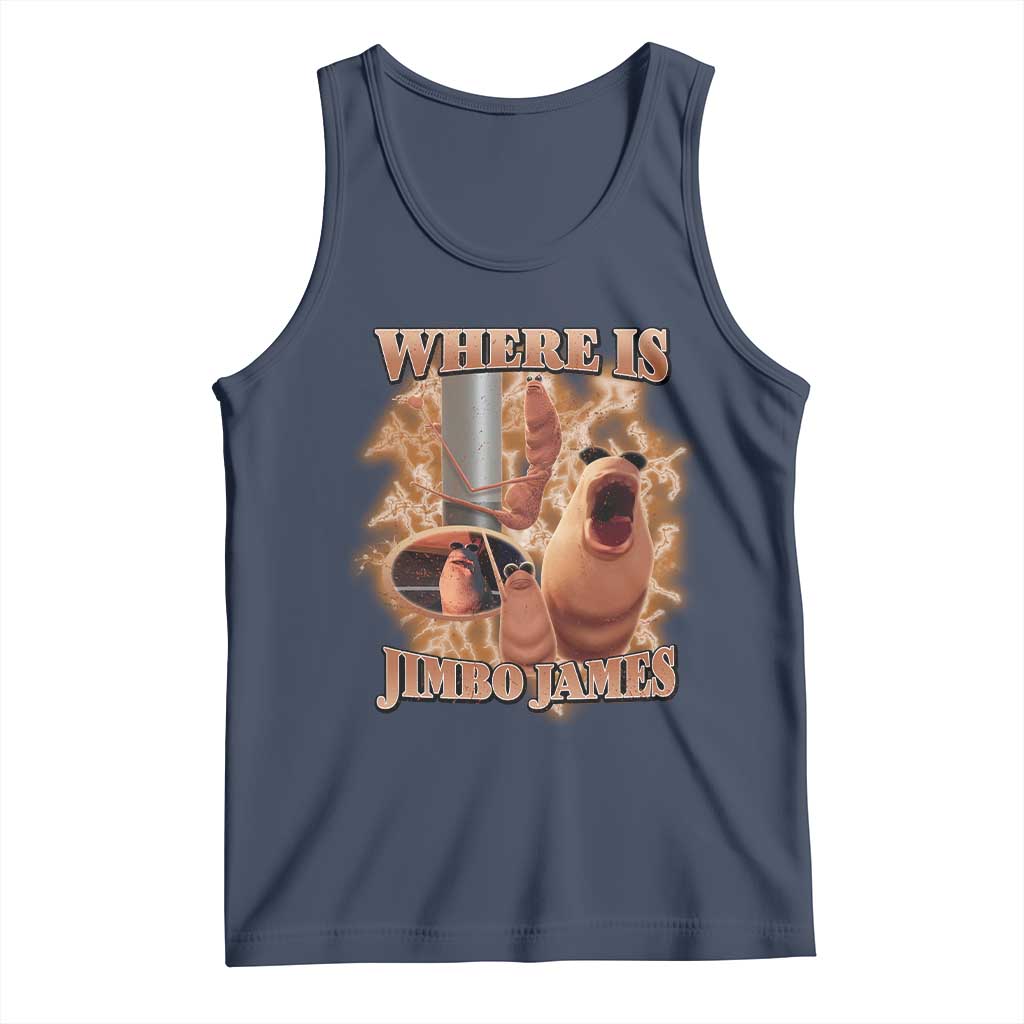 Marcus The Worm Meme Tank Top Where Is Jimbo James TS14 Navy Print Your Wear