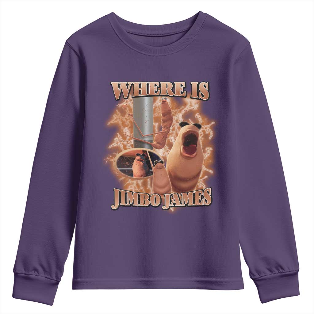 Marcus The Worm Meme Youth Sweatshirt Where Is Jimbo James TS14 Purple Print Your Wear