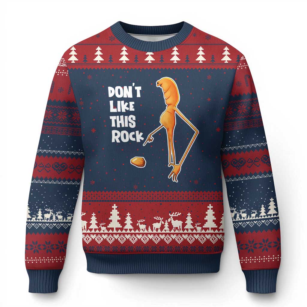 Marcus The Worm Meme Ugly Christmas Sweater Do Not Like This Rock - Print Your Wear