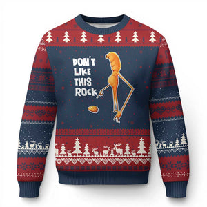 Marcus The Worm Meme Ugly Christmas Sweater Do Not Like This Rock - Print Your Wear