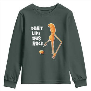 Marcus The Worm Meme Youth Sweatshirt Do Not Like This Rock TS14 Dark Forest Green Print Your Wear