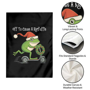 Off To Cause A Kerfuffle Garden Flag Funny Frog Christmas TS14 Print Your Wear