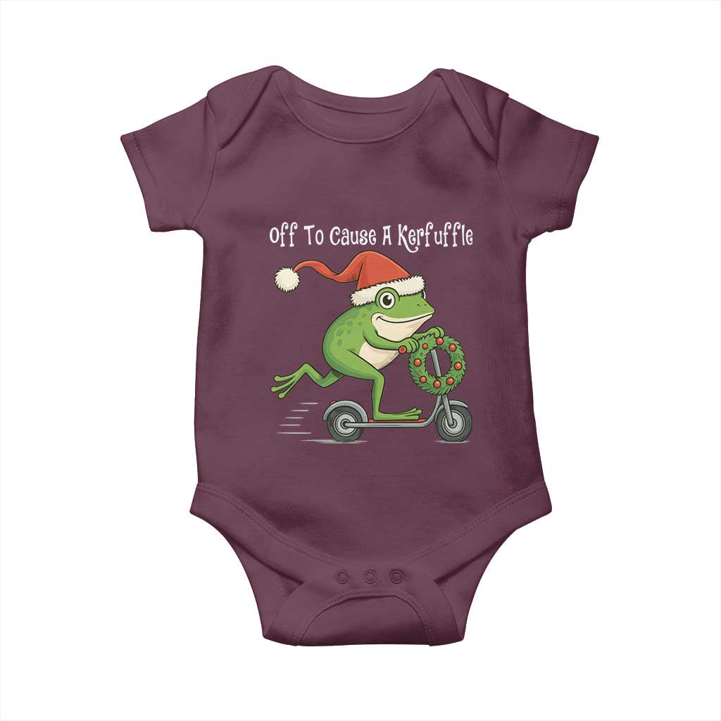 Off To Cause A Kerfuffle Baby Onesie Funny Frog Christmas TS14 Maroon Print Your Wear