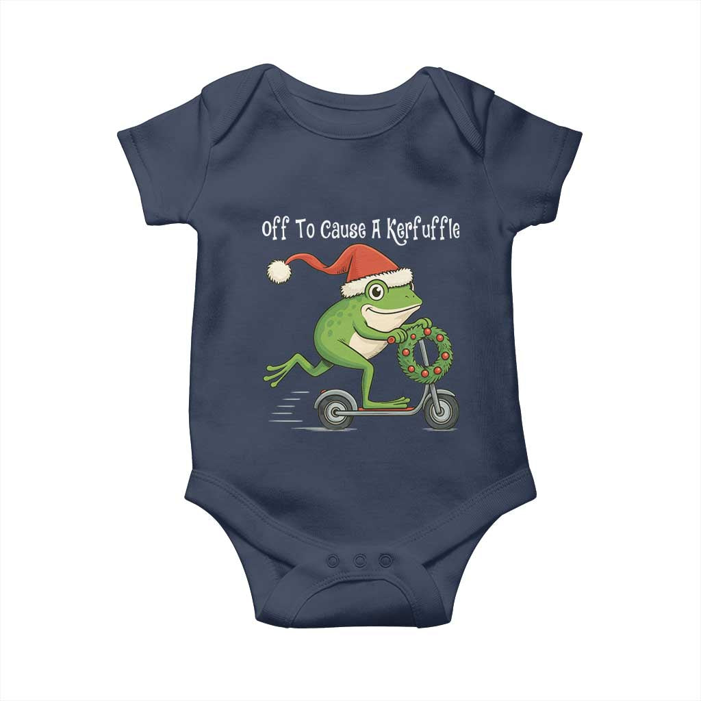 Off To Cause A Kerfuffle Baby Onesie Funny Frog Christmas TS14 Navy Print Your Wear