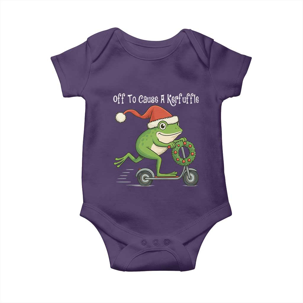 Off To Cause A Kerfuffle Baby Onesie Funny Frog Christmas - Print Your Wear