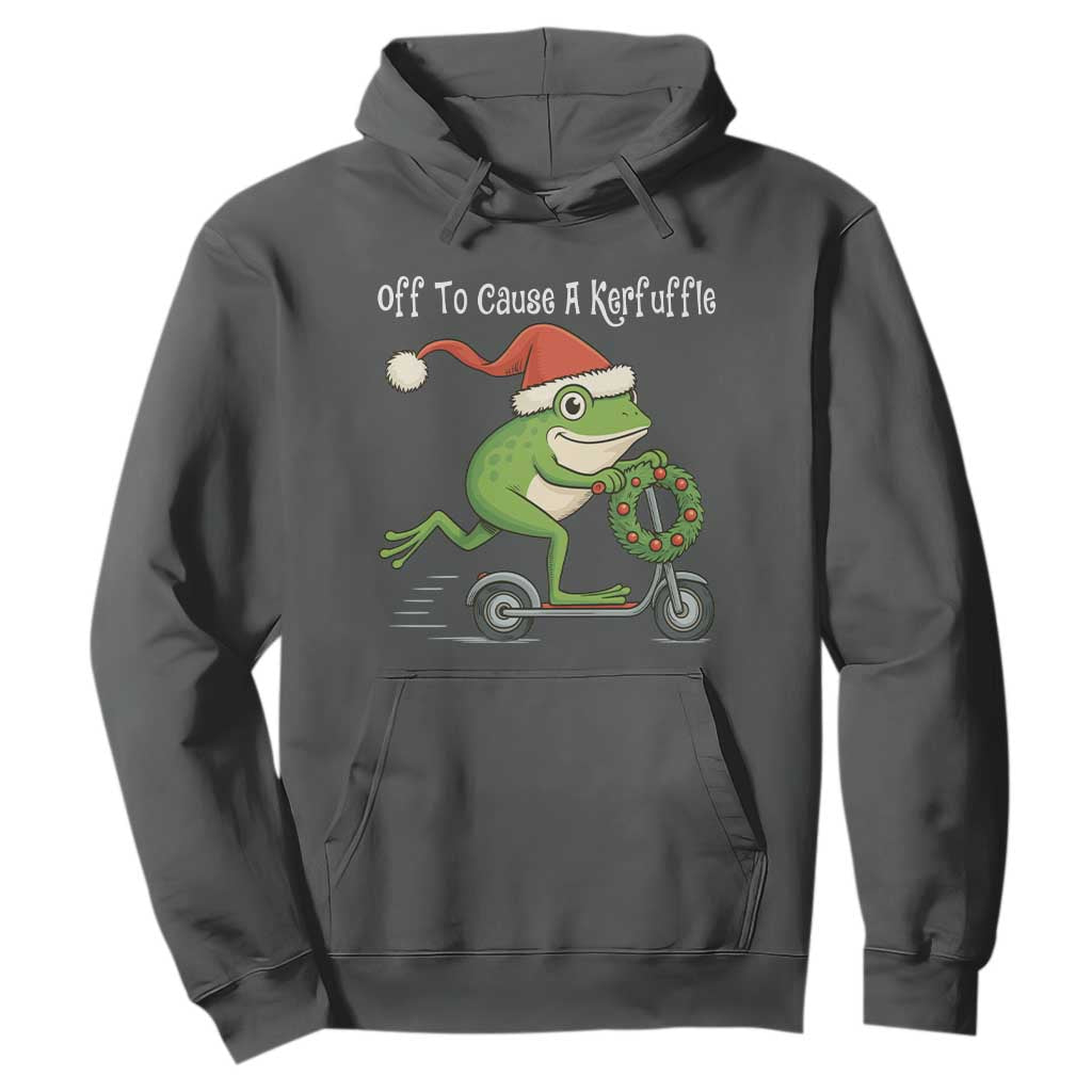 Off To Cause A Kerfuffle Hoodie Funny Frog Christmas TS14 Dark Heather Print Your Wear