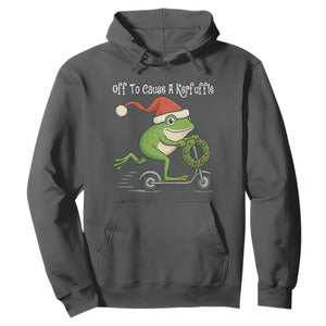 Off To Cause A Kerfuffle Hoodie Funny Frog Christmas TS14 Dark Heather Print Your Wear