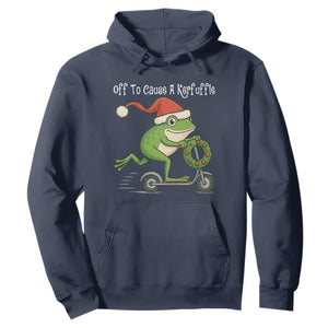 Off To Cause A Kerfuffle Hoodie Funny Frog Christmas TS14 Navy Print Your Wear