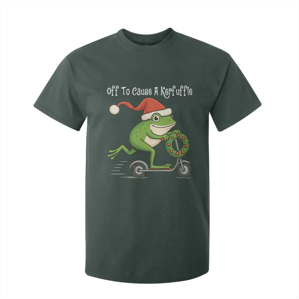 Off To Cause A Kerfuffle T Shirt For Kid Funny Frog Christmas TS14 Dark Forest Green Print Your Wear