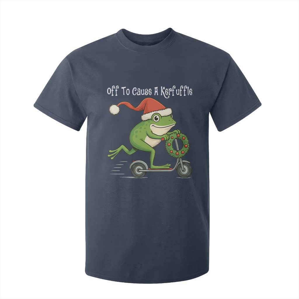 Off To Cause A Kerfuffle T Shirt For Kid Funny Frog Christmas TS14 Navy Print Your Wear