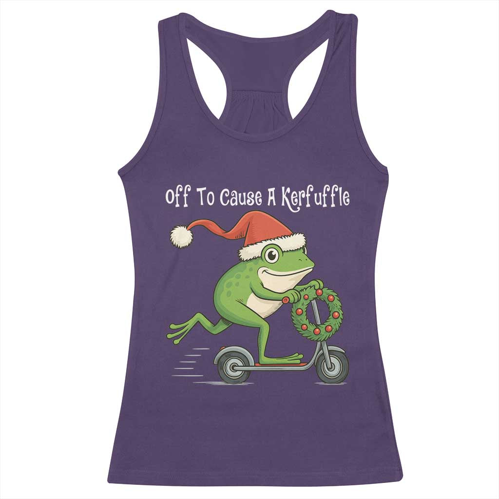 Off To Cause A Kerfuffle Racerback Tank Top Funny Frog Christmas TS14 Purple Print Your Wear