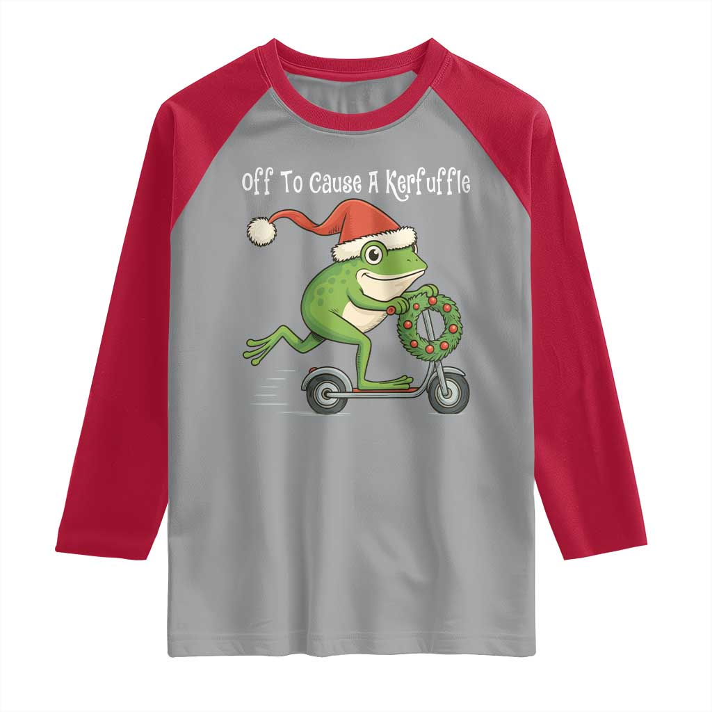 Off To Cause A Kerfuffle Raglan Shirt Funny Frog Christmas TS14 Sport Gray Red Print Your Wear