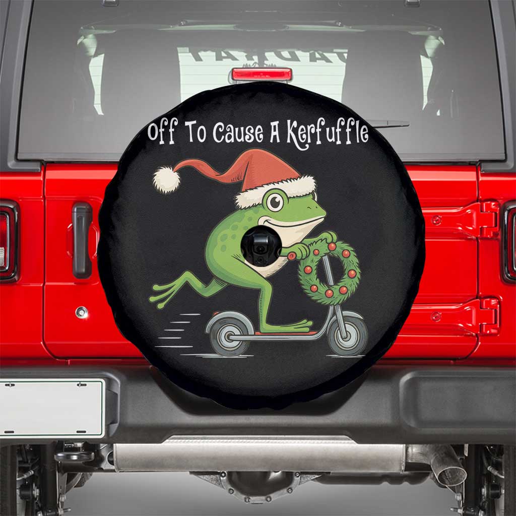 Off To Cause A Kerfuffle Spare Tire Cover Funny Frog Christmas TS14 Black Print Your Wear